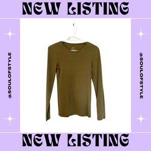 J Crew Perfect Fit Olive Green Basic Long Sleeve T Shirt - Small